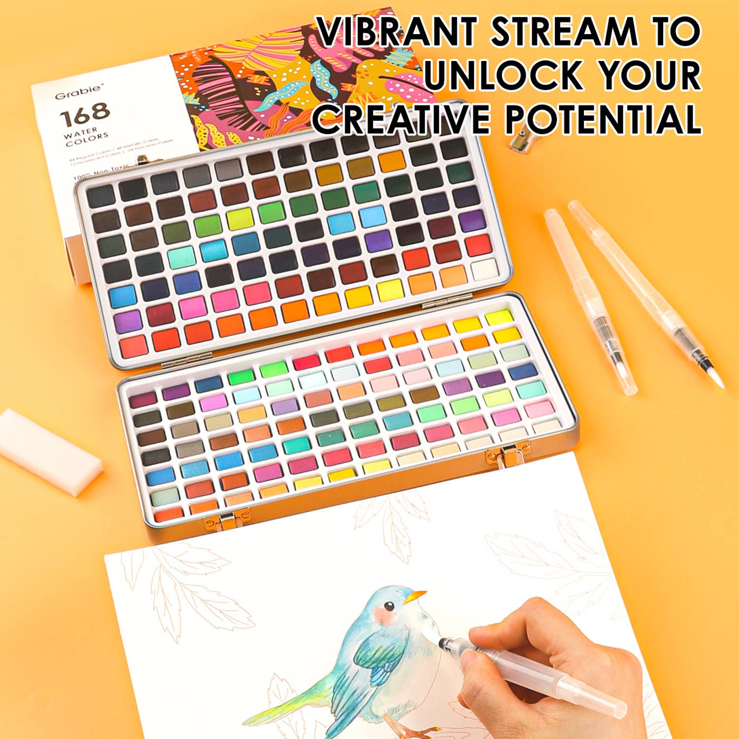 Watercolor Set Of 168 With Coloring Book