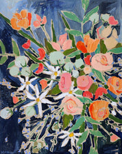 Bright Flowers On Navy 8x10 Print