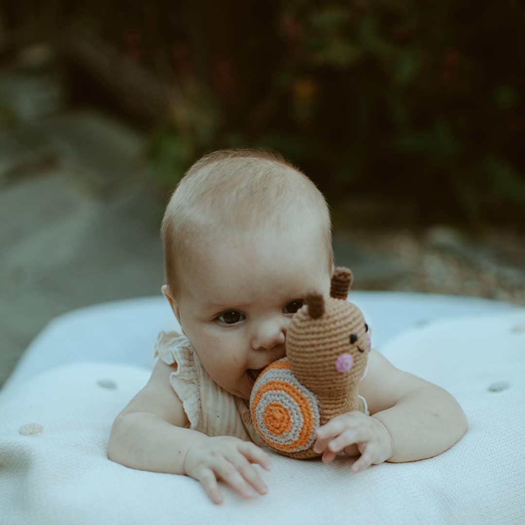 Plush Snail Rattle: Brown