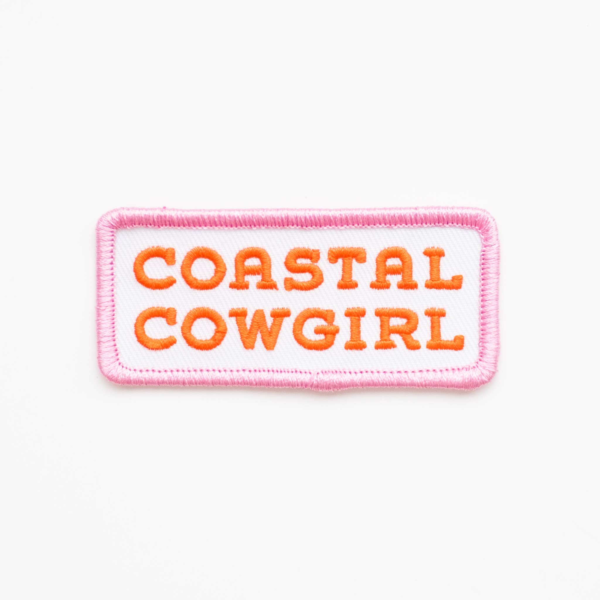 Coastal Cowgirl Embroidered Iron on Patch (Pink+Orange)