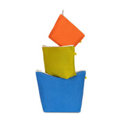 Zip Set of 3 Pouches - Solid Colors: Orange Citrus Cobalt