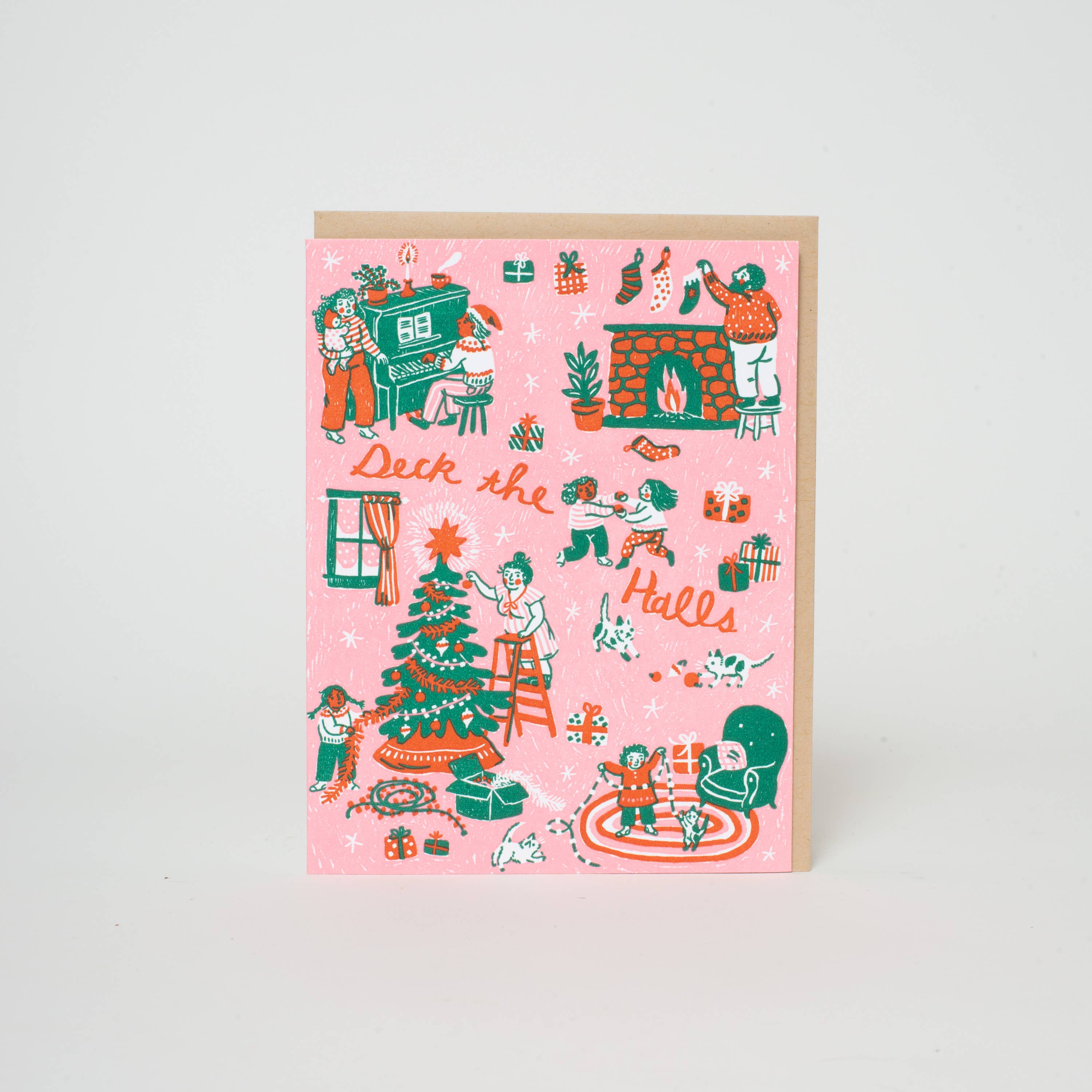 Deck The Halls Christmas Letterpress Greeting Card