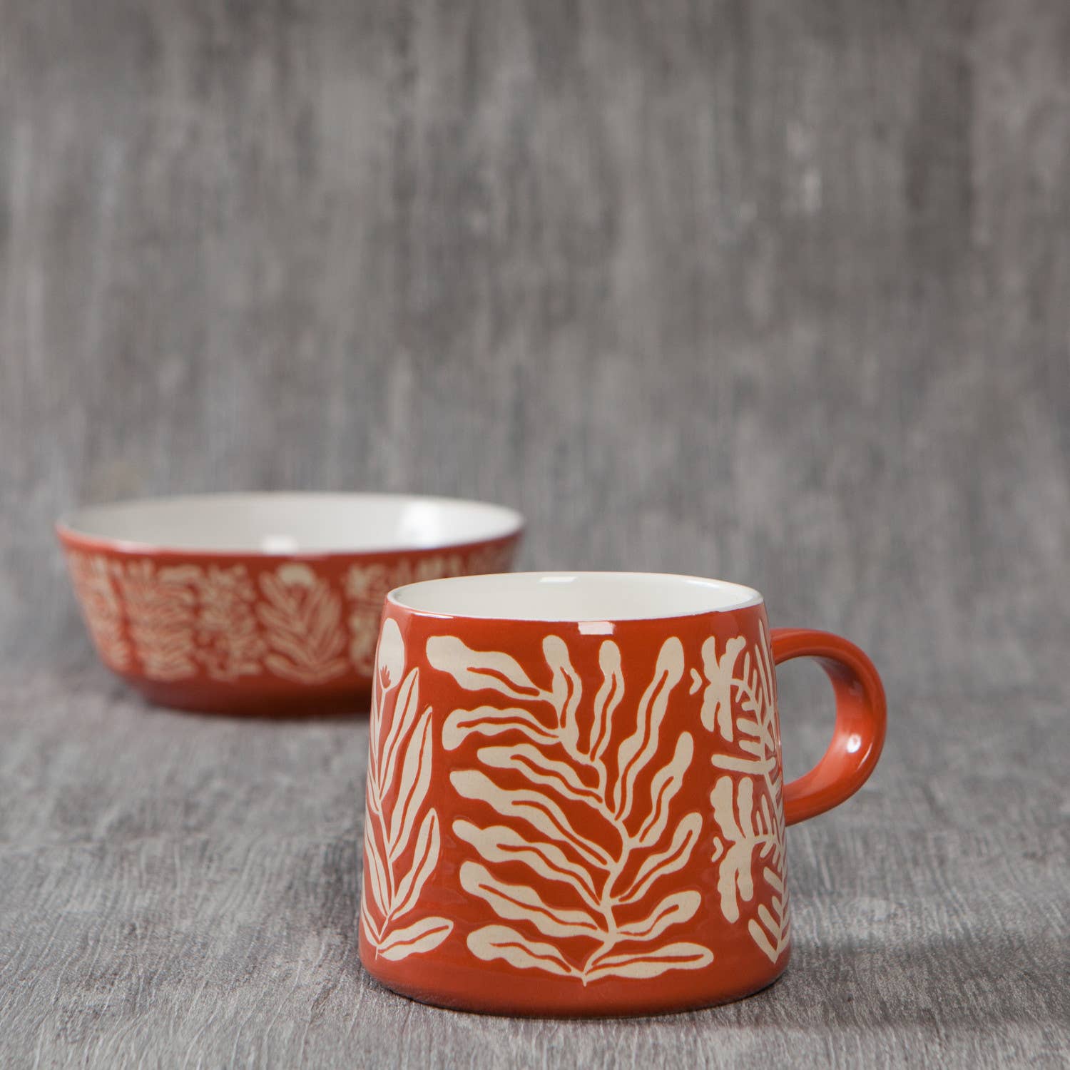 Entwine Imprint Stoneware Mugs 12 oz