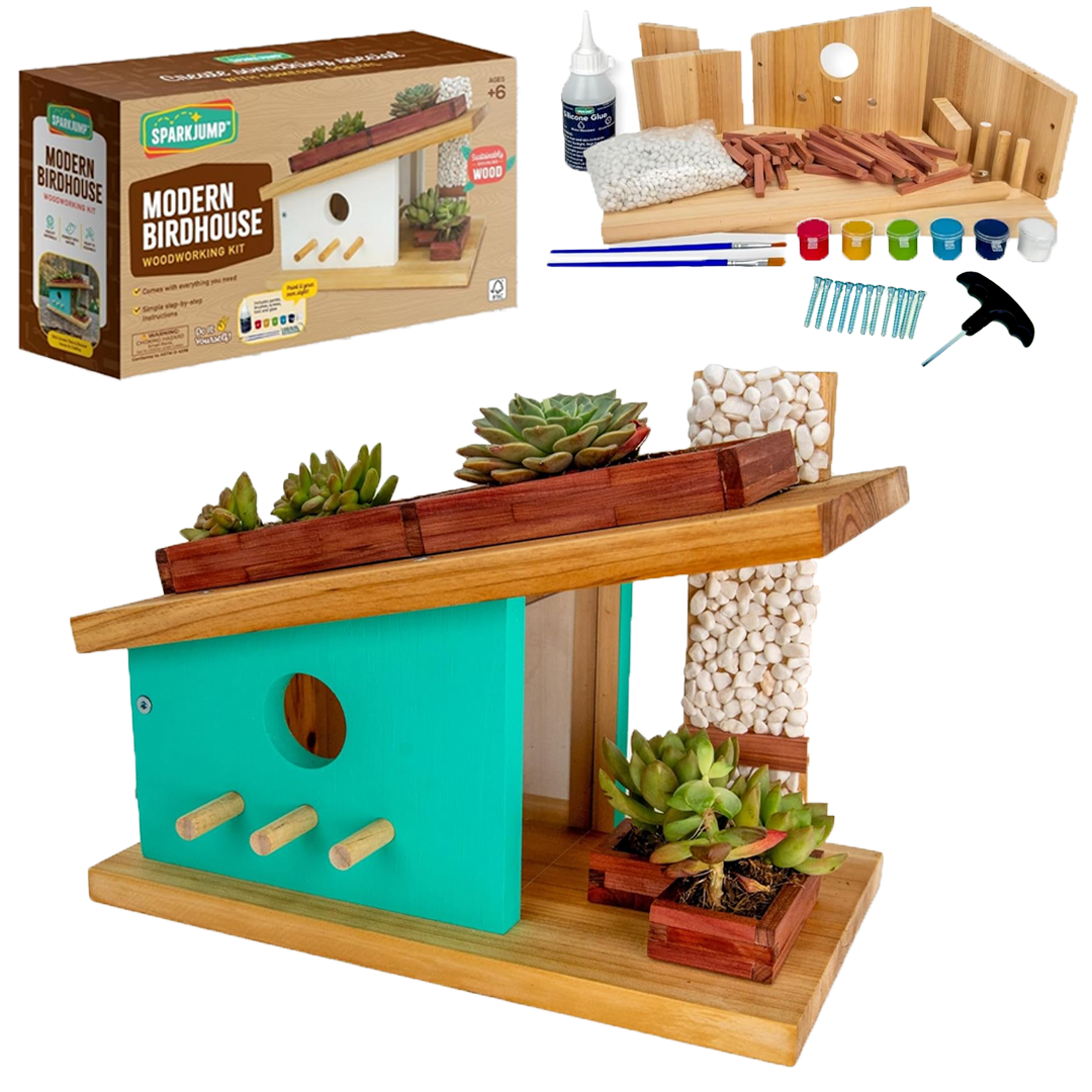 Modern Birdhouse Woodworking Kit