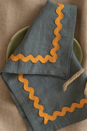 Yellow Lace Linen Napkins Set of 2 - Retro Green, Aqua Blue, Vanilla Sky