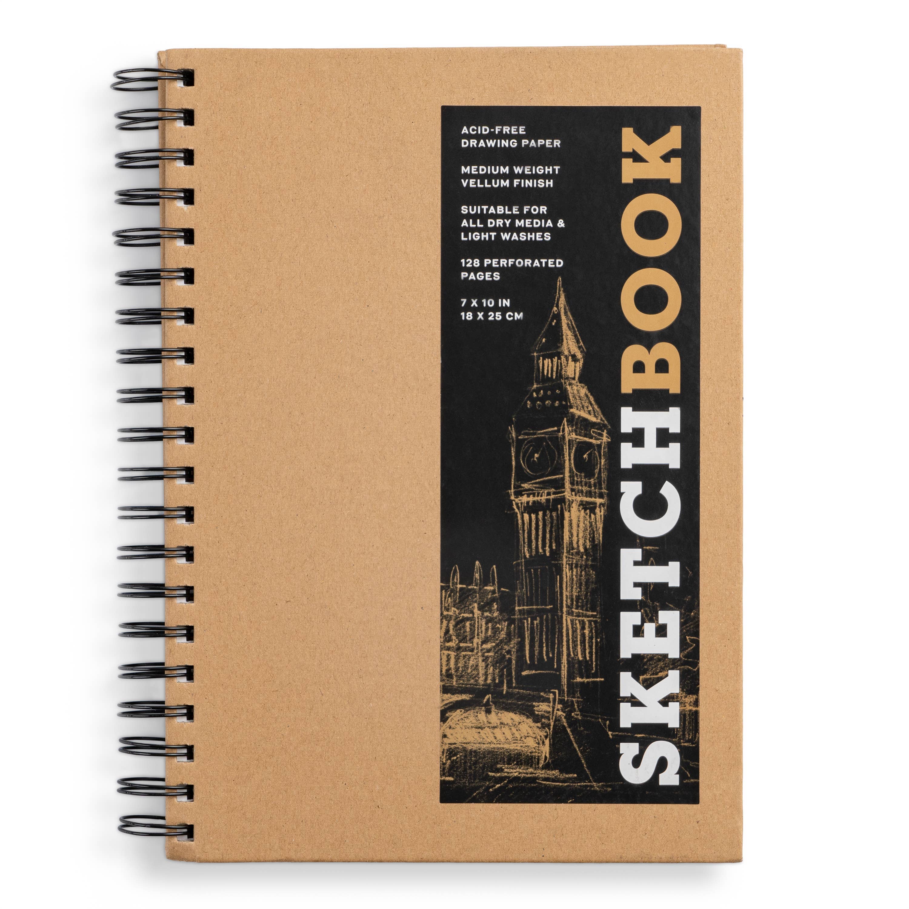 Medium Sketchbook 7 x 10" - Spiral Bound Hardcover (Kraft)