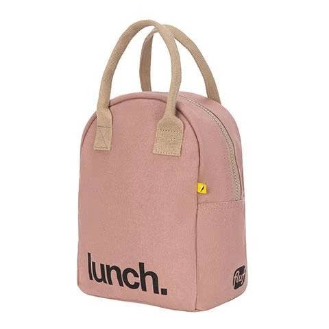 'Lunch' Mauve / Pink Organic Cotton Zipper Lunch Bag