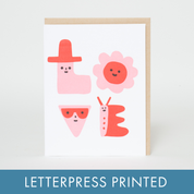 LOVE Characters Letterpress Greeting Card