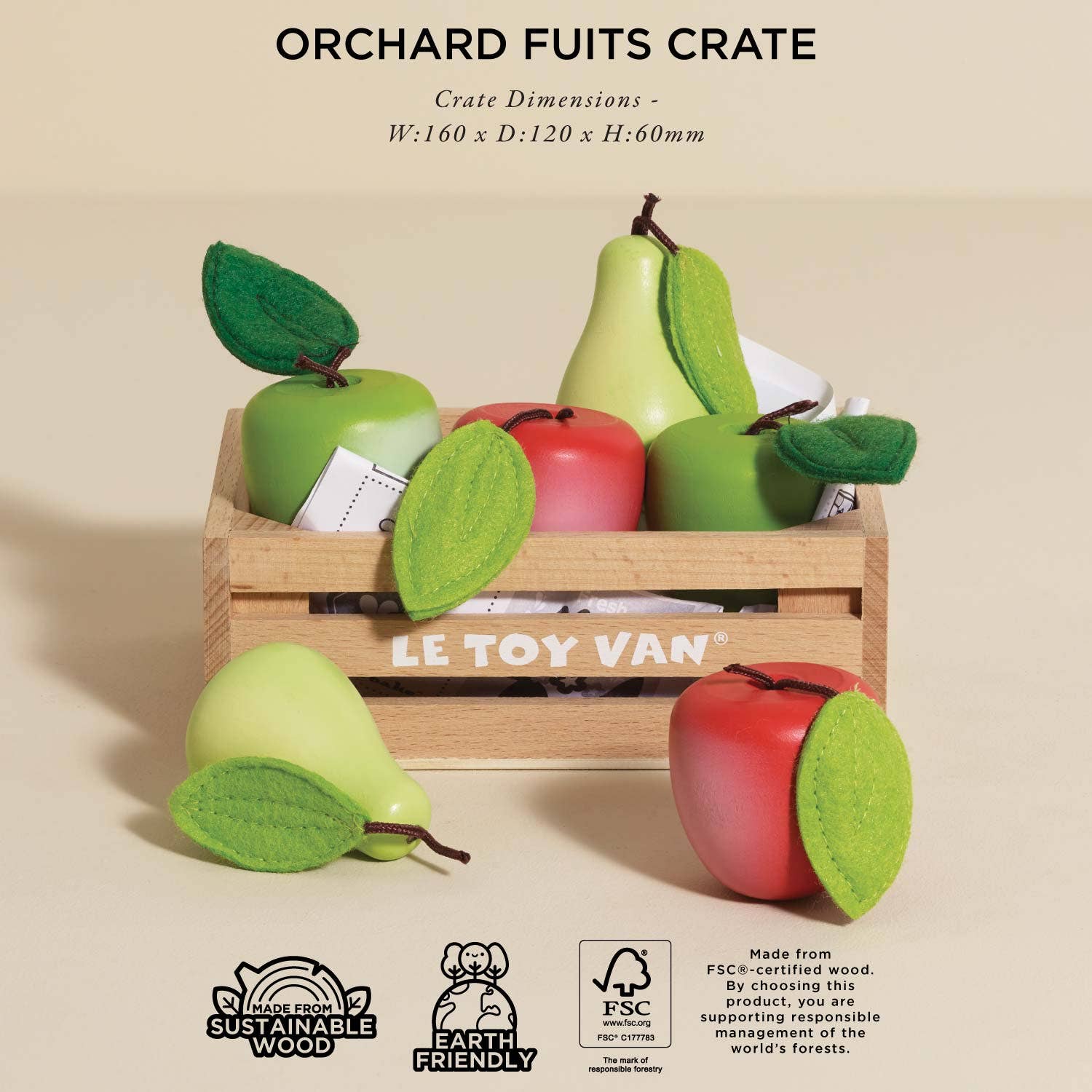 Orchard Fruits Wooden Market Crate