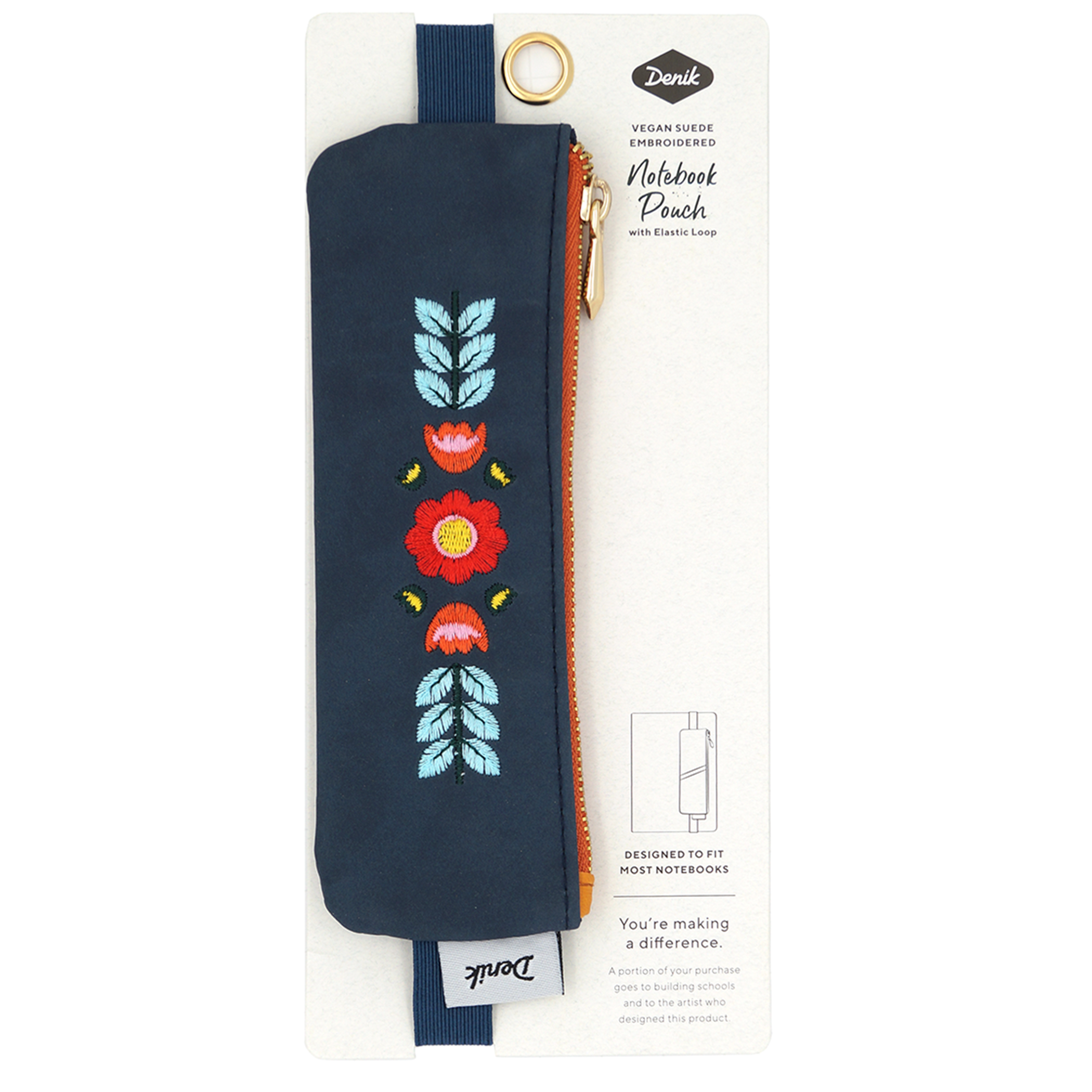 Evelynn Blue Embroidered Notebook Pouch