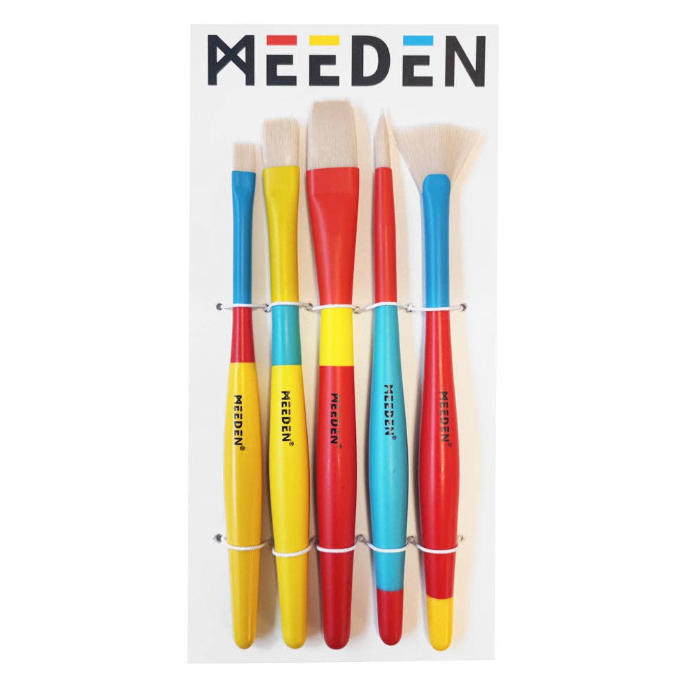 Paint Brushes for Kids: 5 Pcs Round Flat & Fan