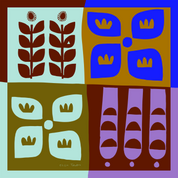 Botanical Colorblock 100% Silk Scarf