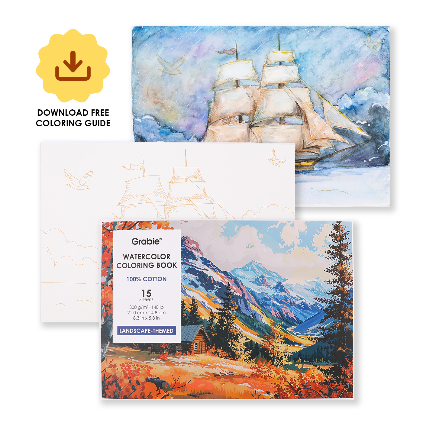 Landscape-Themed Watercolor Coloring Book