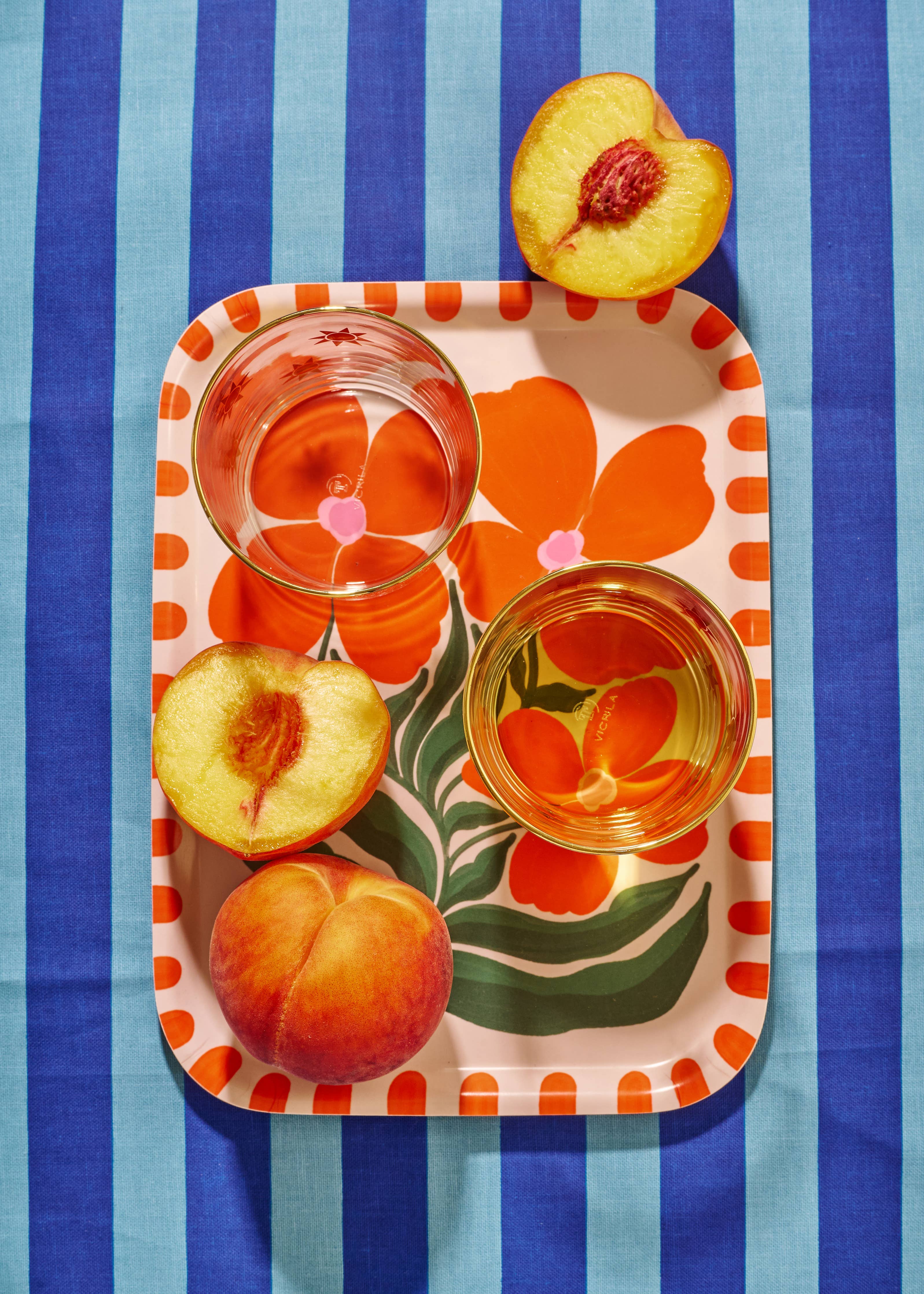 Wild Flower Orange Bent Birch Serving Tray