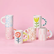 Red Green Floral Mug 14 oz.Hand-Painted