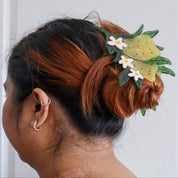 XL Lemon and Flowers Hair Claw Clip