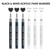 Black & White Extra Fine Tip Acrylic Paint Marker -  Set Of 6