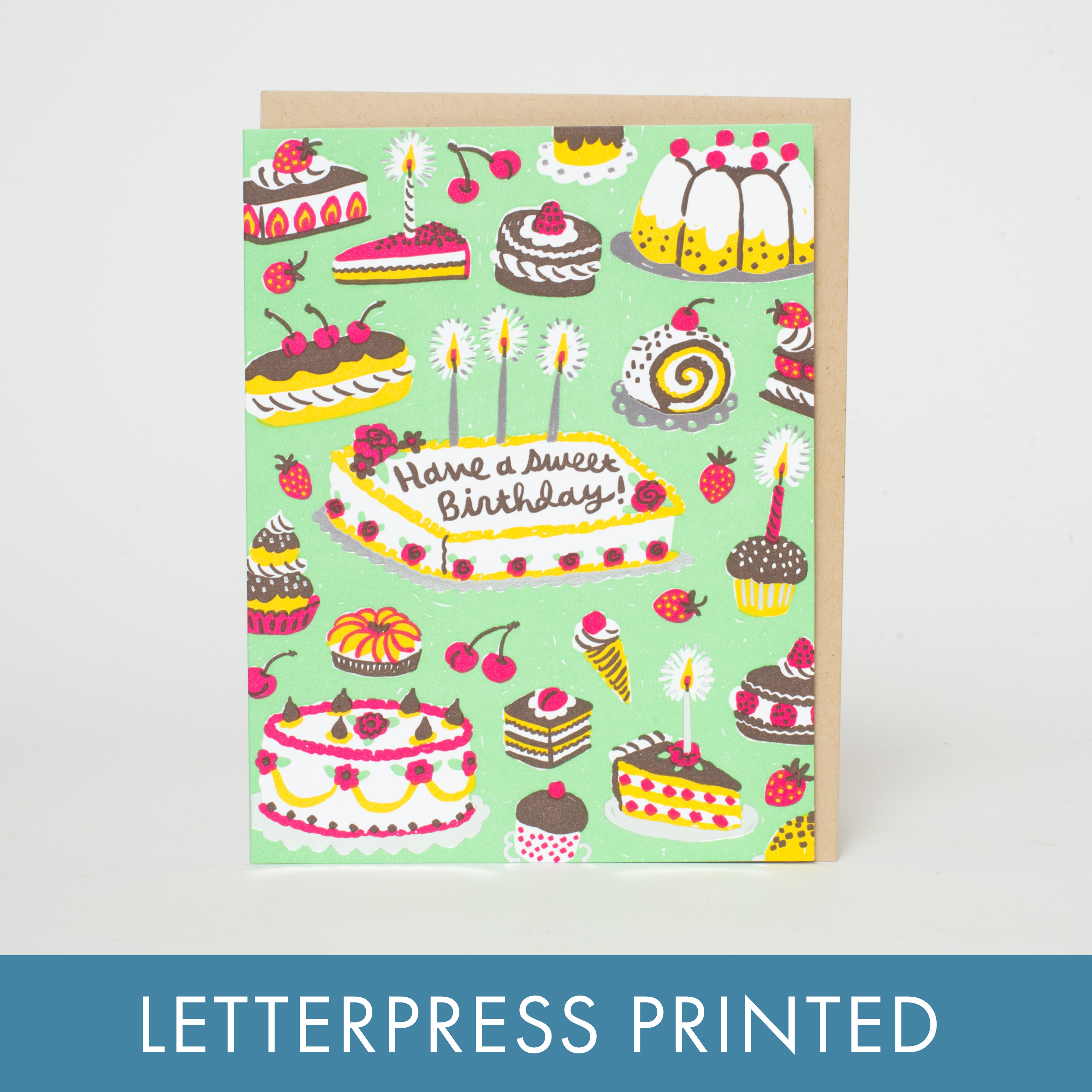 Birthday Sweets Spread Letterpress Greeting Card