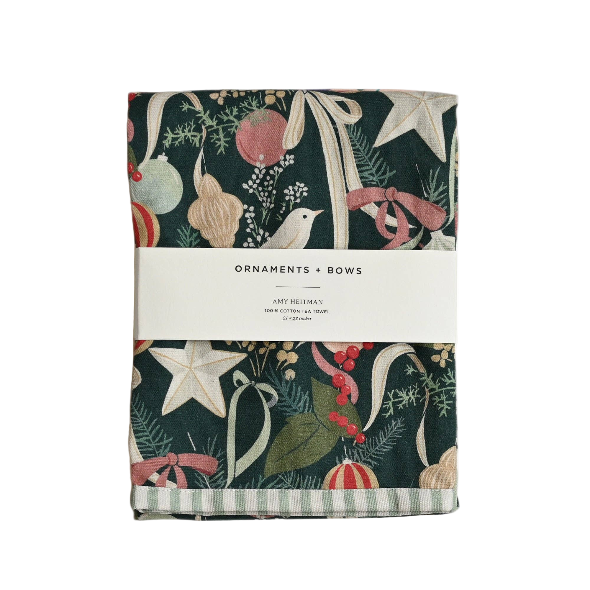 Ornaments and Bows Tea Towel