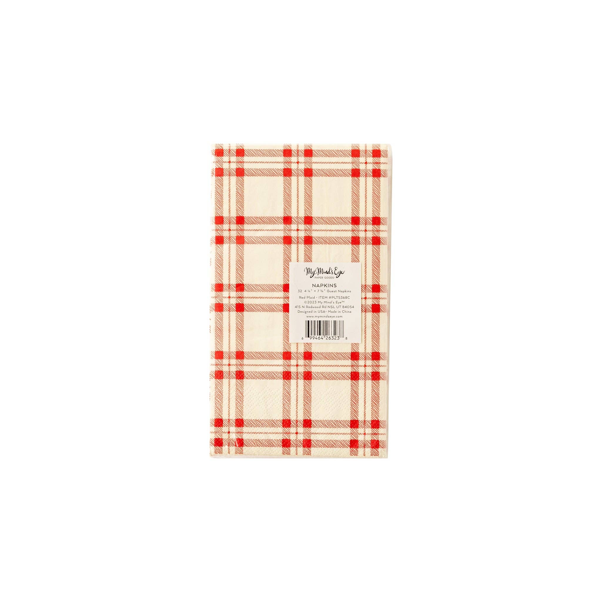 Red Plaid Paper Dinner Napkins - Set of 24