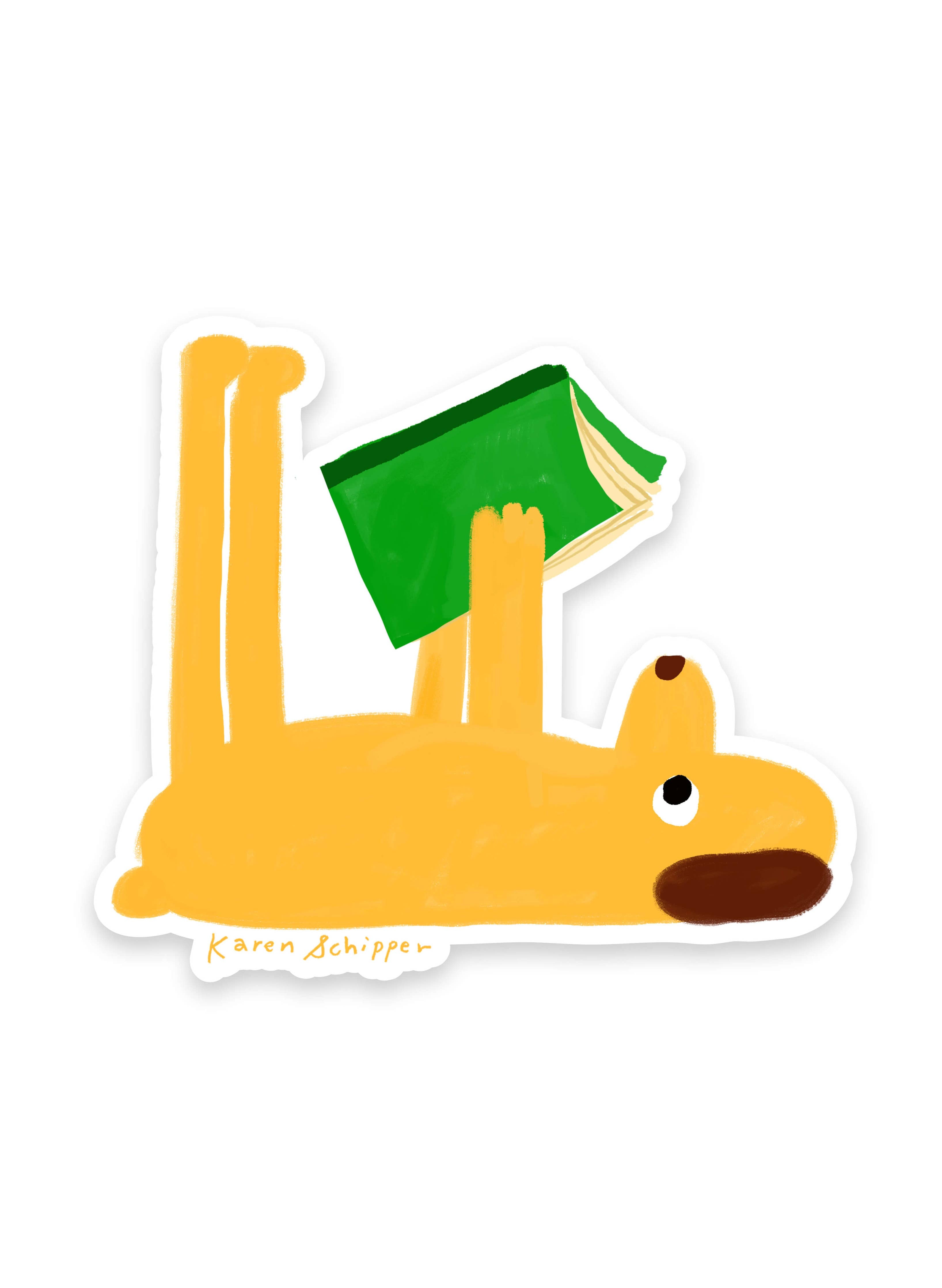 Reading Dog Sticker – Cute Book Vinyl Sticker
