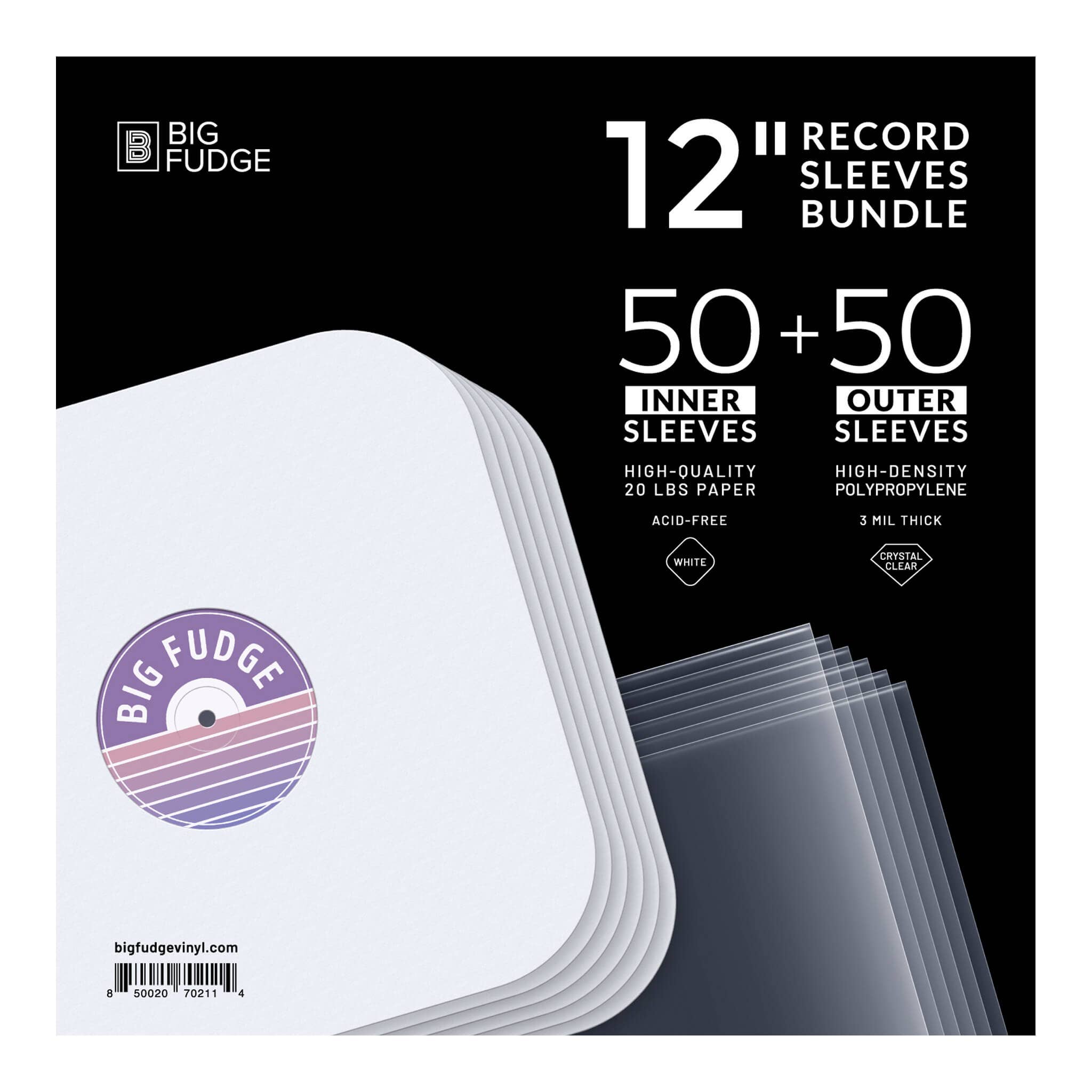 Vinyl Record Sleeves Bundle - 50x Outers + 50x Inners