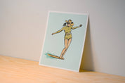 Surf Cowgirl - Nose Riding Print - Illustration Poster: 8x10