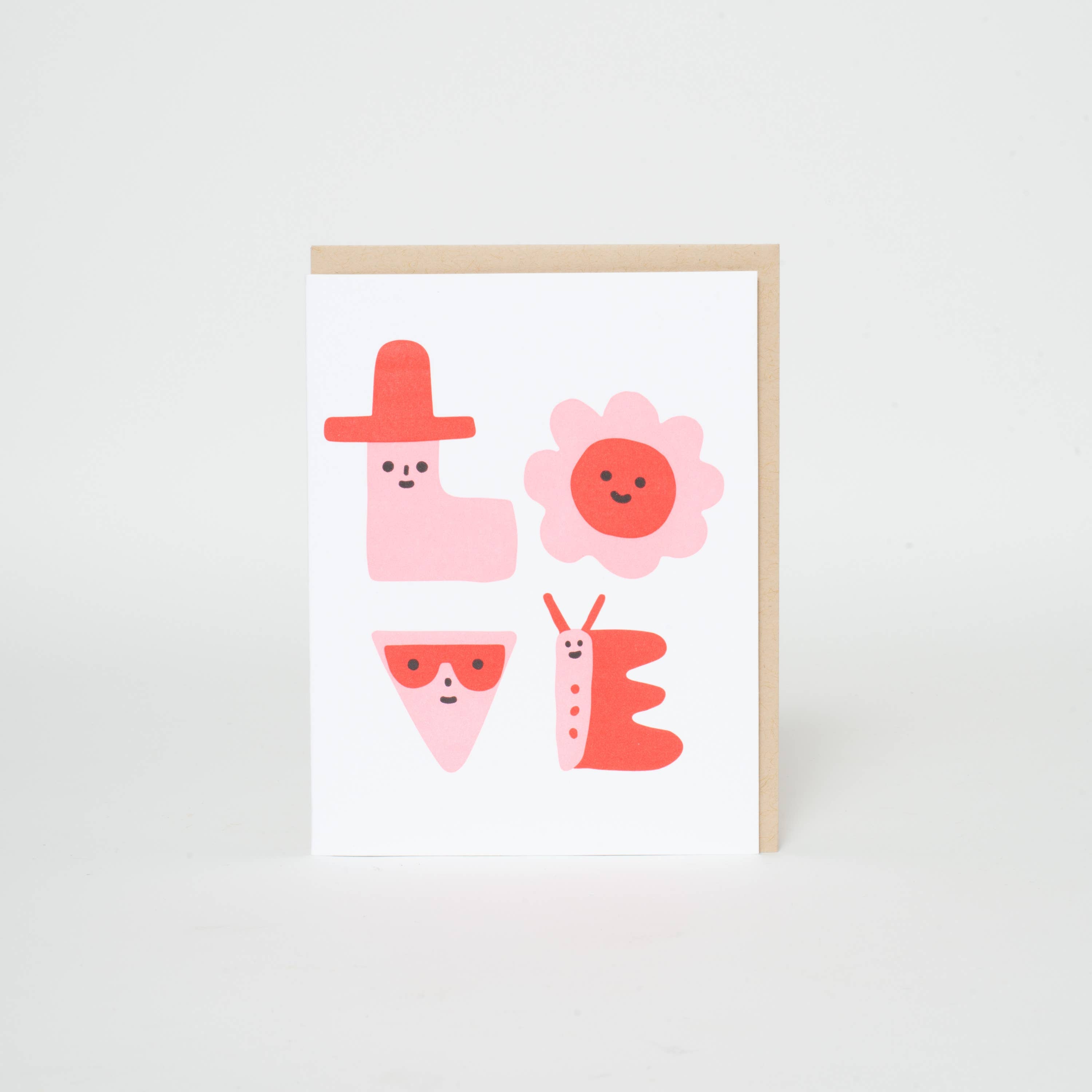 LOVE Characters Letterpress Greeting Card