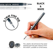 Black & White Extra Fine Tip Acrylic Paint Marker -  Set Of 6