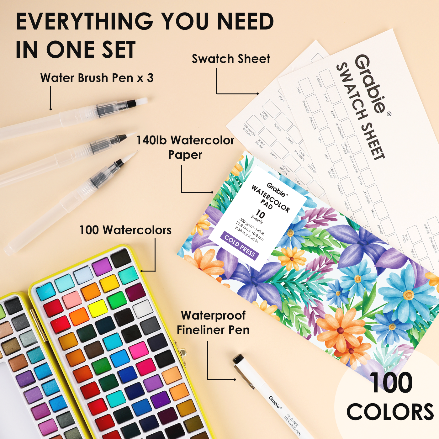 All-In-One Premium Watercolor Set of 100