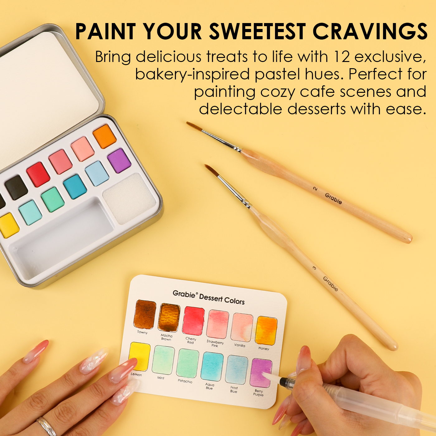 Dessert Colors | Watercolor, Pocket Set Of 12 With Brush