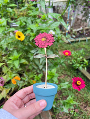 Hand Painted Wooden Flower- Zinnia
