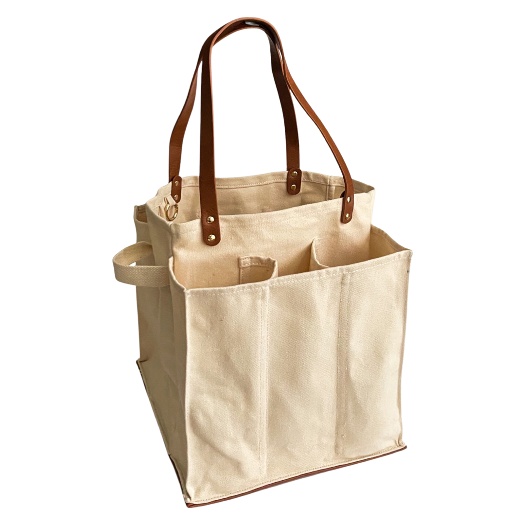 CapaBunga® - Canvas Market Tote: Petrol Blue with Mustard Handles and Base