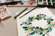 Holly Wreath Watercolor Painting Kit