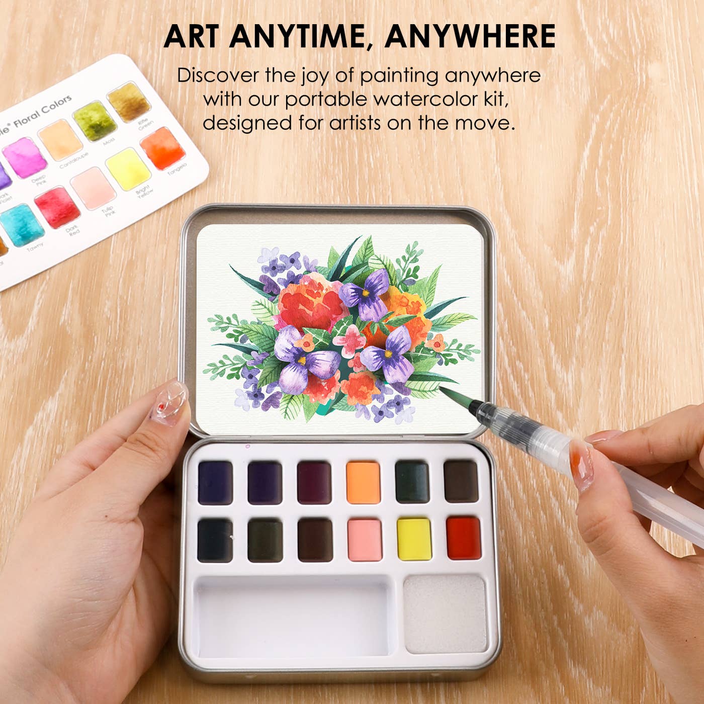 Duplicate Watercolor Pocket Set Of 12 With Brush - Floral Colors