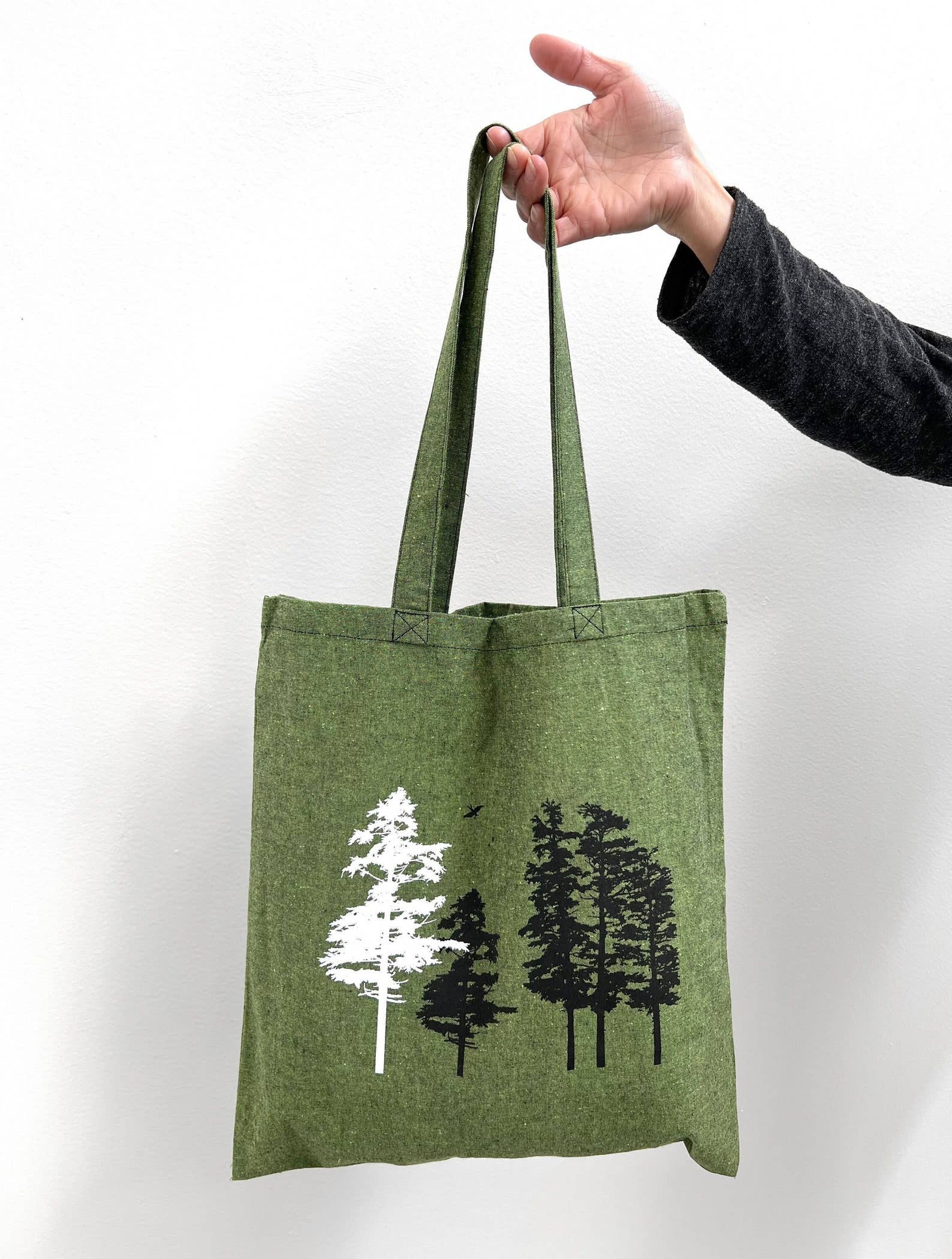 Green Hemlock Tree Recycled Cotton Tote Bag