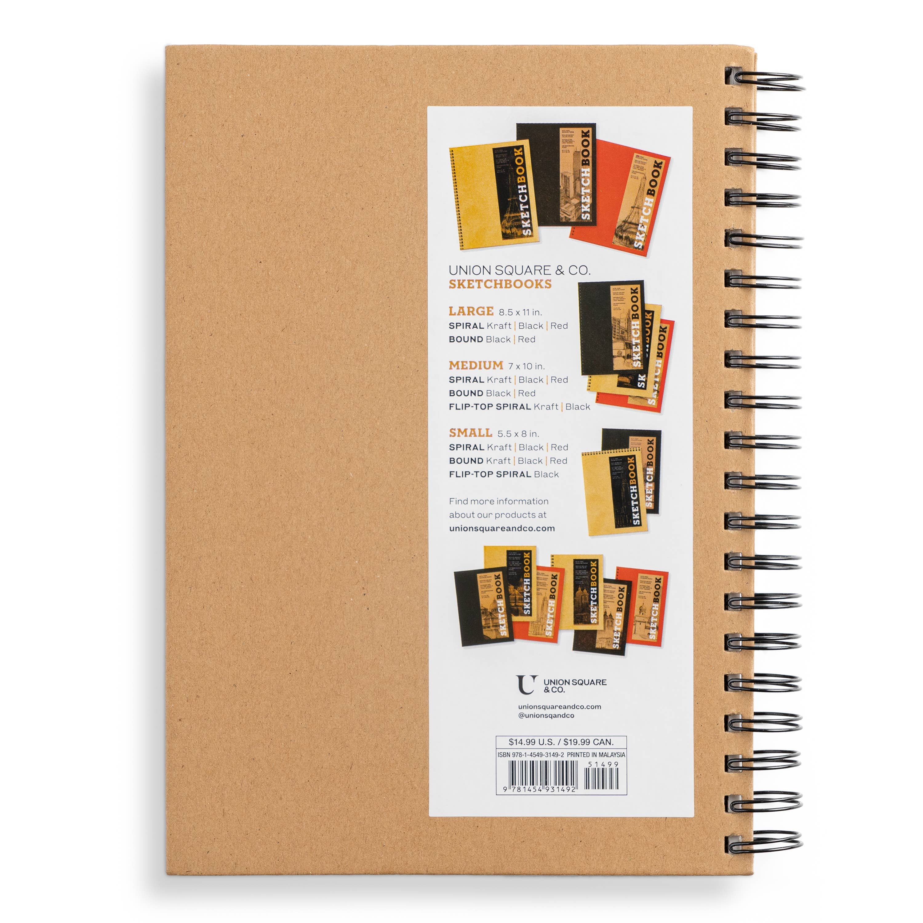 Medium Sketchbook 7 x 10" - Spiral Bound Hardcover (Kraft)