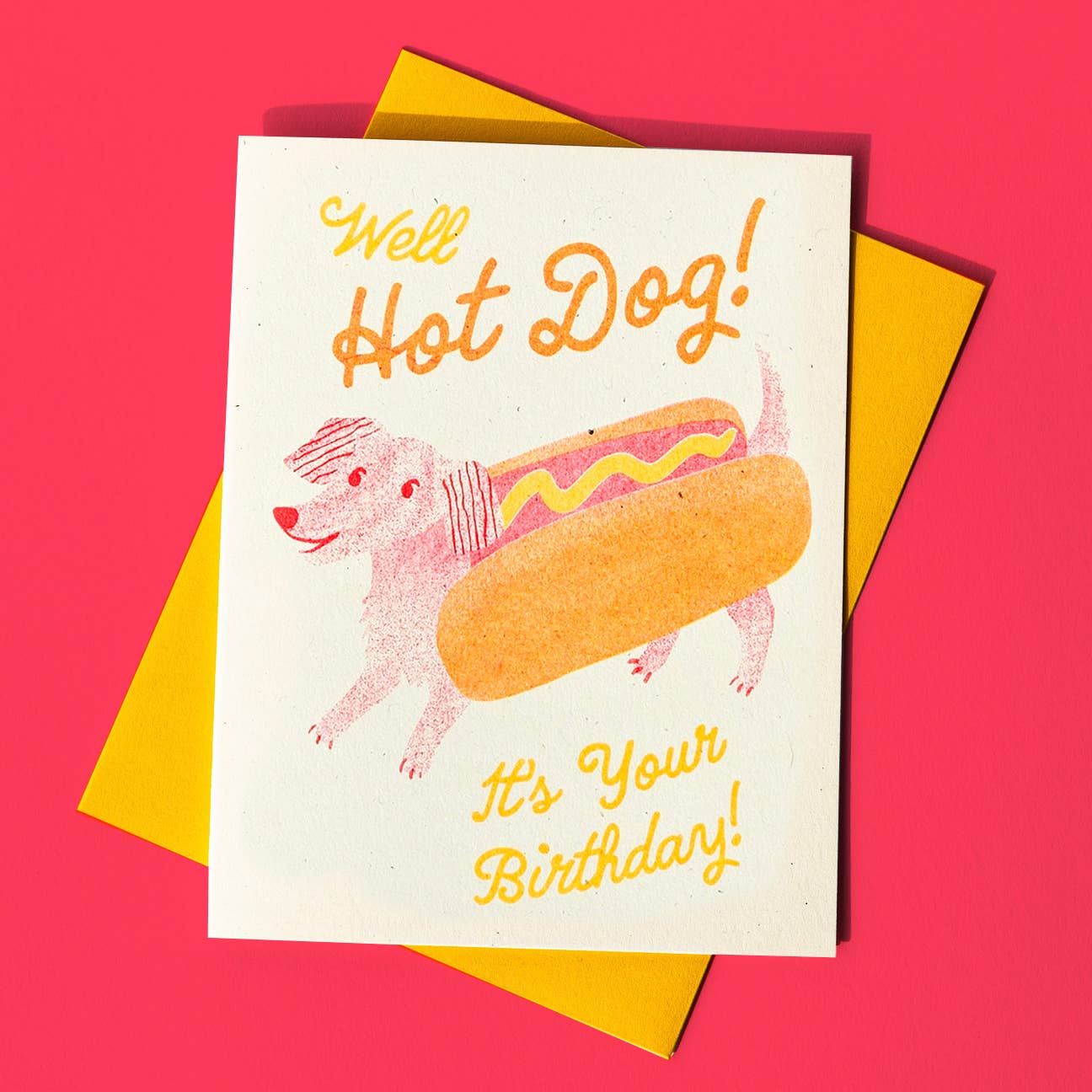 Hot Dog Risograph Birthday Card