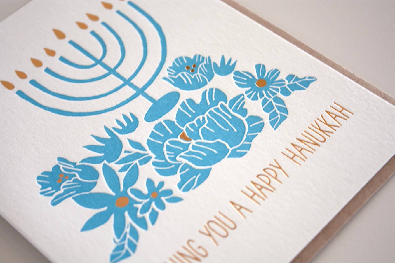 Happy Hanukkah Flower Menorah Card