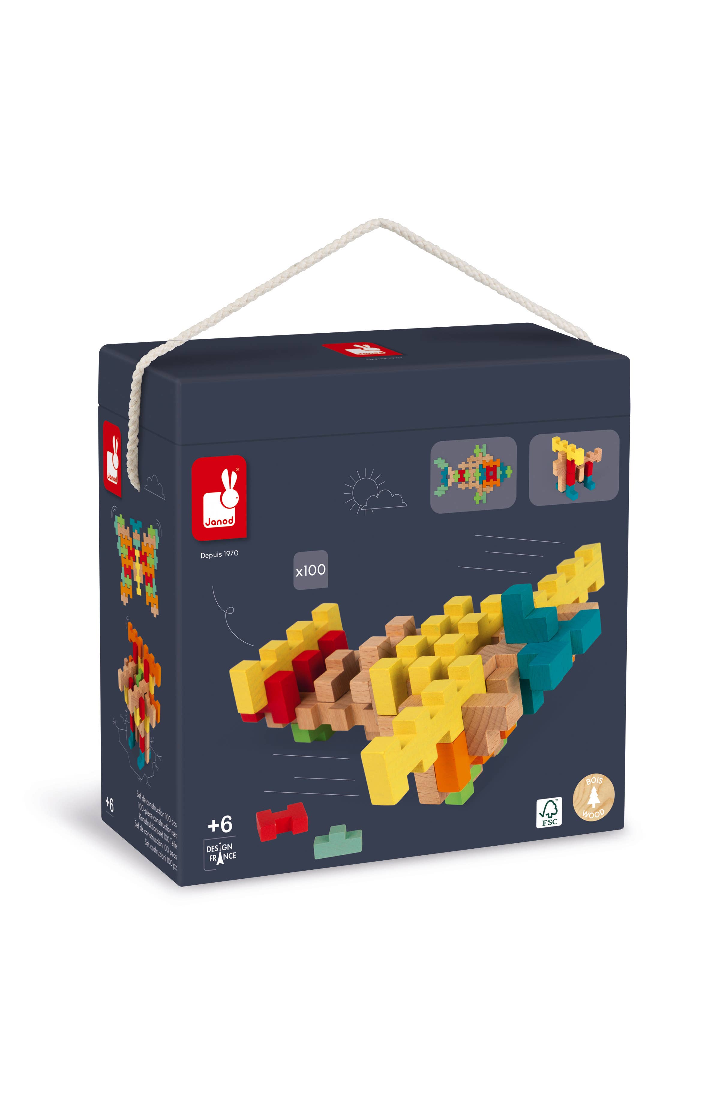 100 Pieces Wooden Building Kit:  Ages 6+