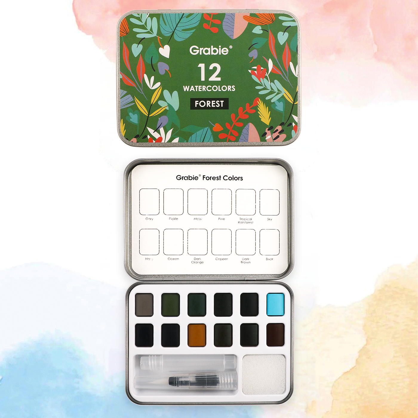 Forest Color Watercolor Pocket Set Of 12 With Brush