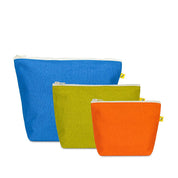 Zip Set of 3 Pouches - Solid Colors: Orange Citrus Cobalt