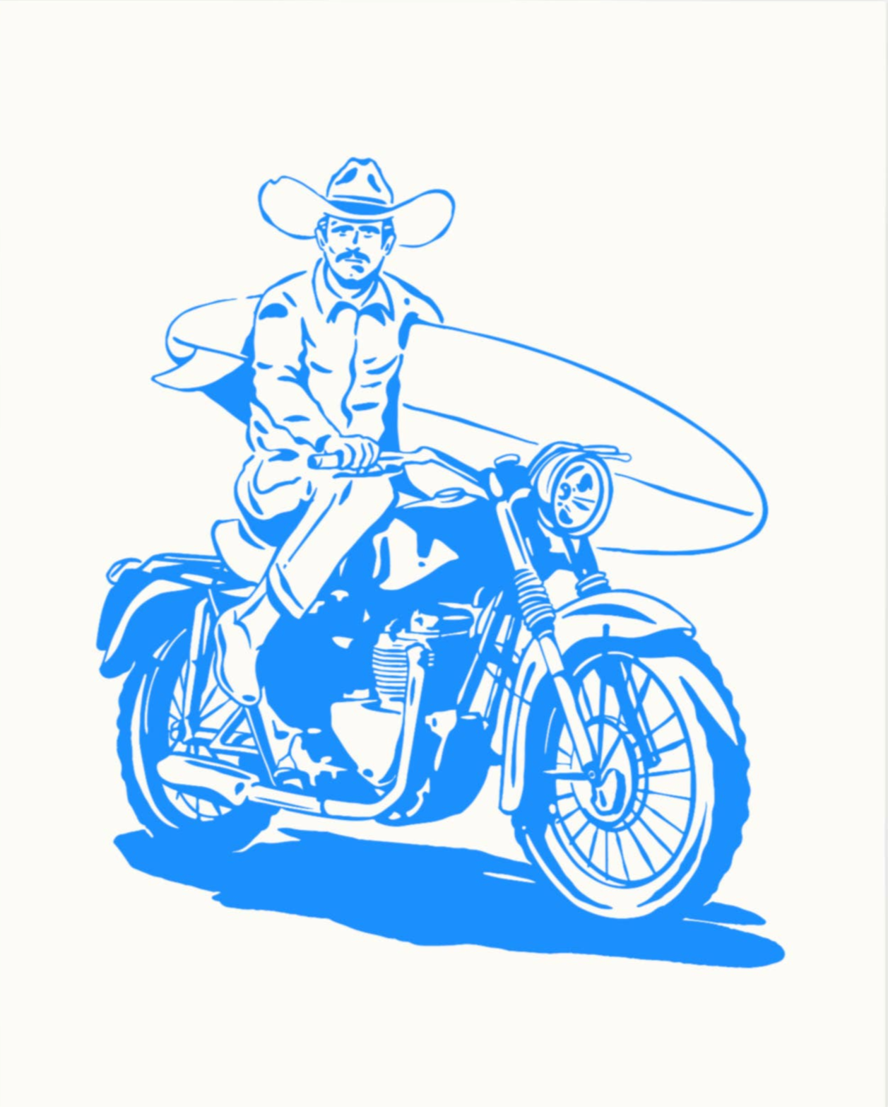 Steel Pony Surf Cowboy 8x10 Print - Illustration Poster