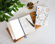 Navy Blue | Gold Floral Embossed Linen Sketchbook