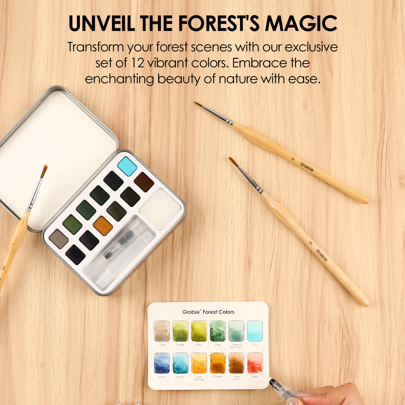 Forest Color Watercolor Pocket Set Of 12 With Brush