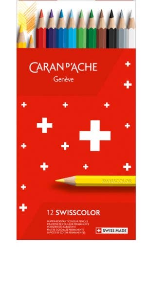 Set of 12 Permanent Colored Pencils SWISSCOLOR