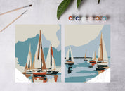 Sailboats at Sea Paint-By-Numbers Kit