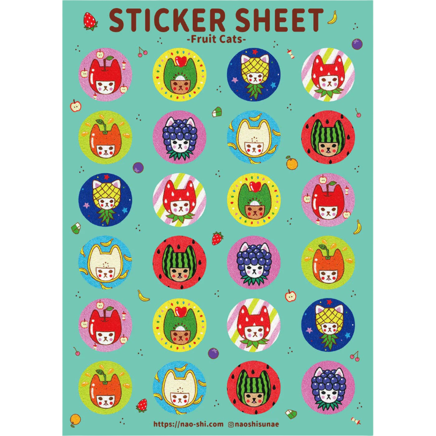 Fruit Cats Sticker Sheet