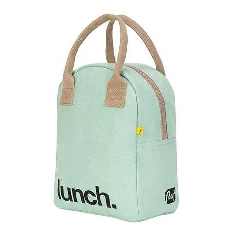 'Lunch' Mint Organic Cotton Zipper Lunch Bag