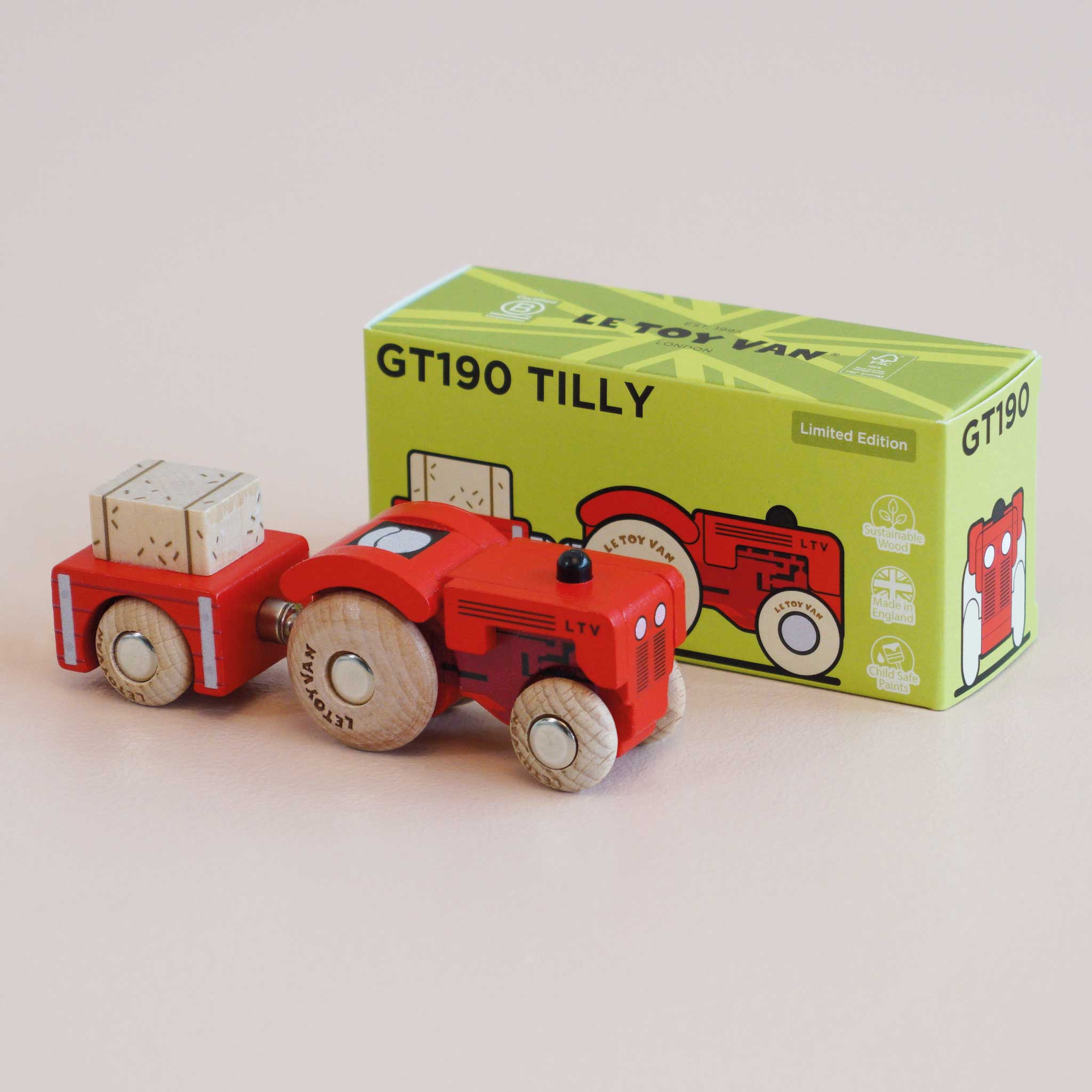 GT190 Tilly - Wooden Toy Tractor and Trailer